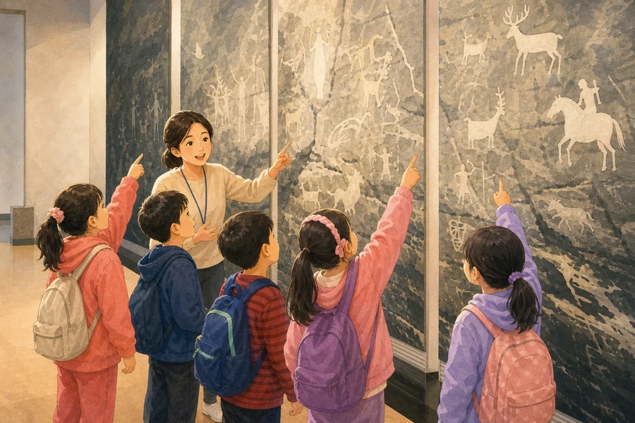 박물관에서 유물을 설명하는 쌤쌤뮤지엄 전문 해설사